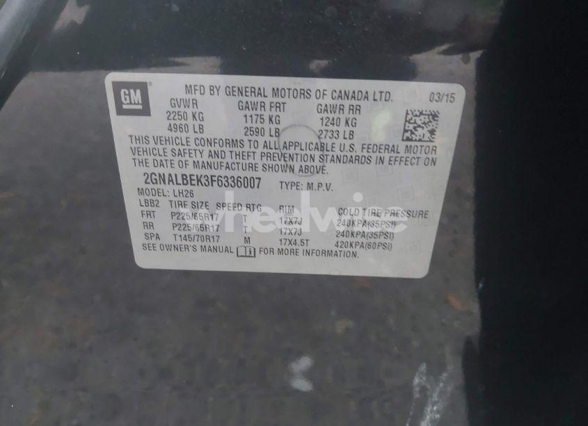 Photo 9 of 2015 Chevrolet Equinox 1LT (VIN 2GNALBEK3F6336007)