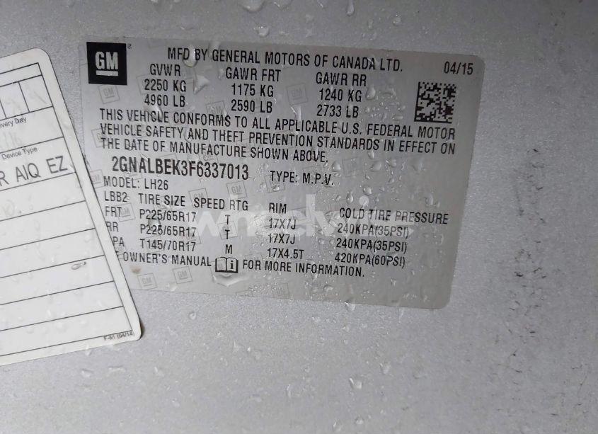 Photo 9 of 2015 Chevrolet Equinox 1LT (VIN 2GNALBEK3F6337013)