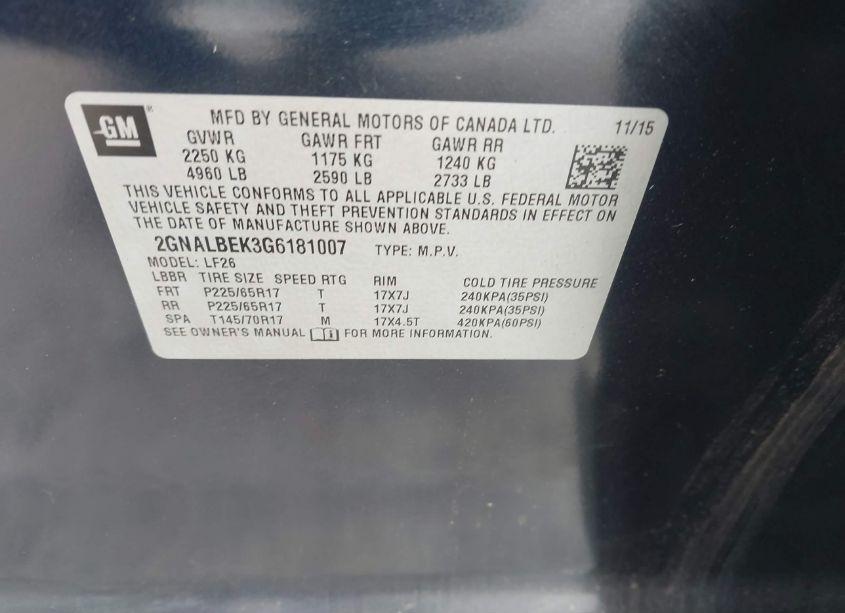 Photo 9 of 2016 Chevrolet Equinox LS (VIN 2GNALBEK3G6181007)