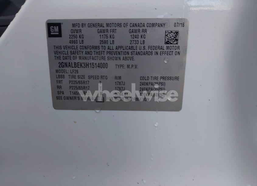 Photo 9 of 2017 Chevrolet Equinox LS (VIN 2GNALBEK3H1514000)