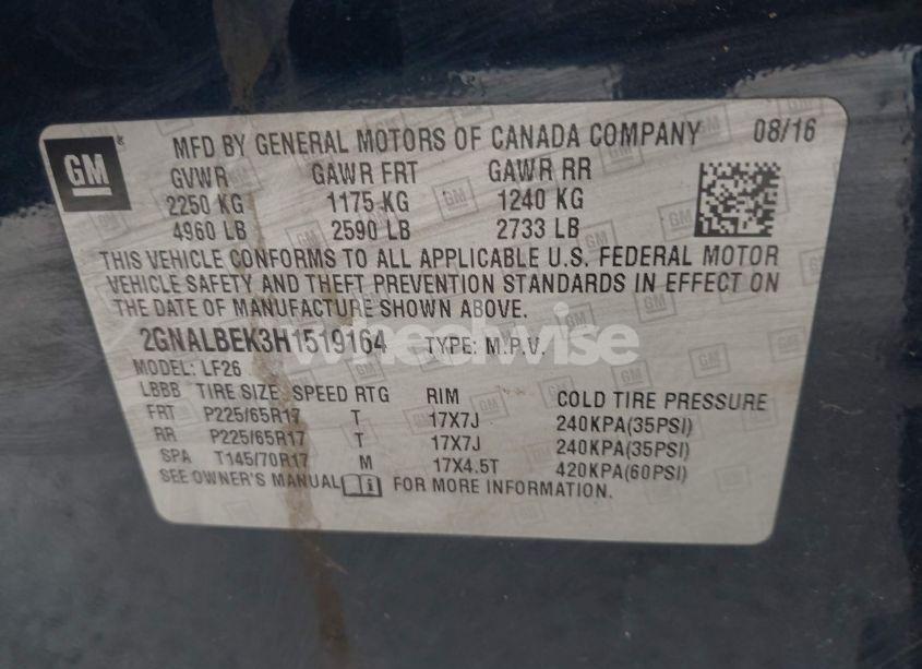 Photo 9 of 2017 Chevrolet Equinox LS (VIN 2GNALBEK3H1519164)