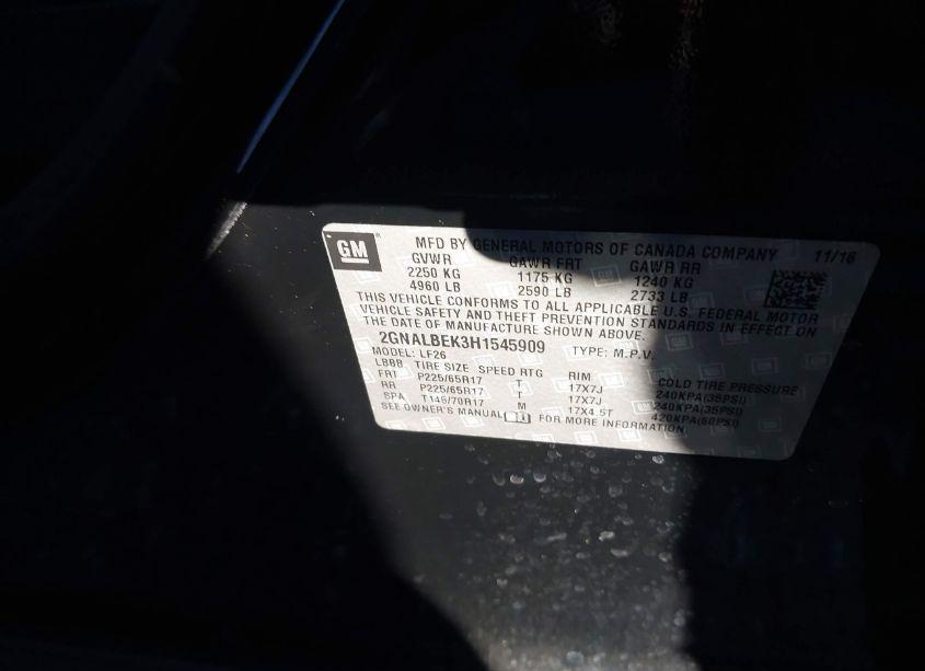 Photo 9 of 2017 Chevrolet Equinox LS (VIN 2GNALBEK3H1545909)