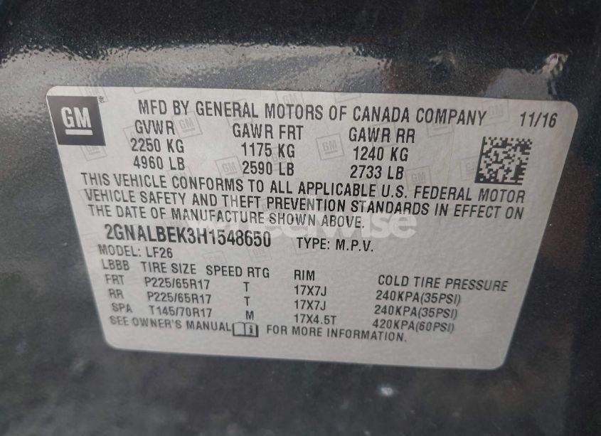 Photo 9 of 2017 Chevrolet Equinox LS (VIN 2GNALBEK3H1548650)