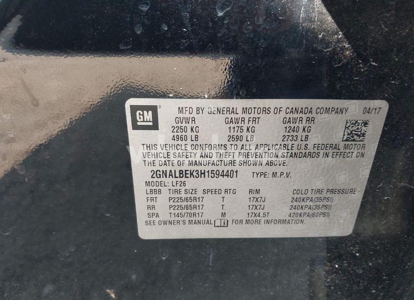 Photo 9 of 2017 Chevrolet Equinox LS (VIN 2GNALBEK3H1594401)