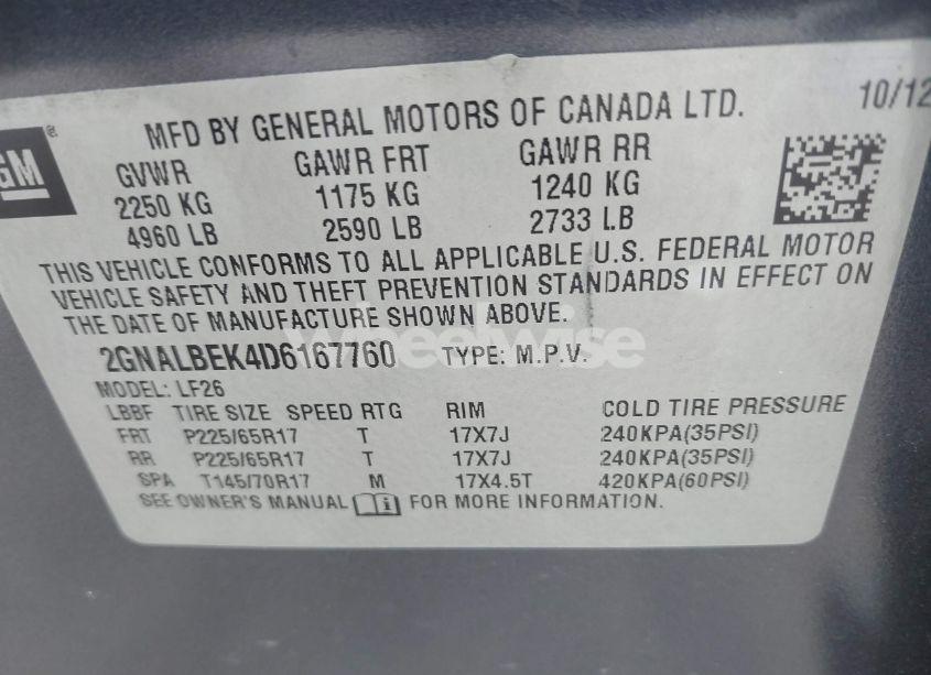 Photo 9 of 2013 Chevrolet Equinox LS (VIN 2GNALBEK4D6167760)