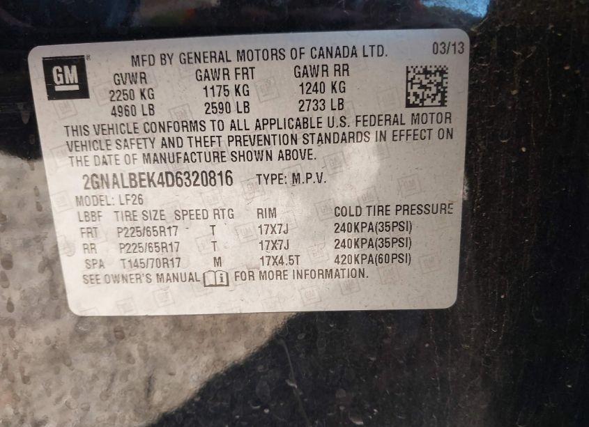 Photo 9 of 2013 Chevrolet Equinox LS (VIN 2GNALBEK4D6320816)