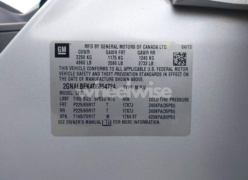 Photo 9 of 2013 Chevrolet Equinox LS (VIN 2GNALBEK4D6354724)