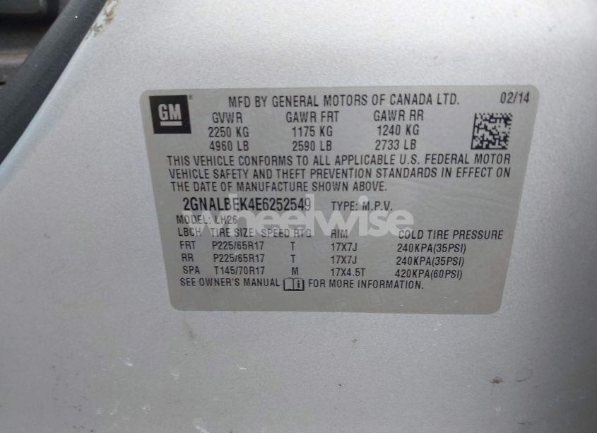 Photo 9 of 2014 Chevrolet Equinox 1LT (VIN 2GNALBEK4E6252549)