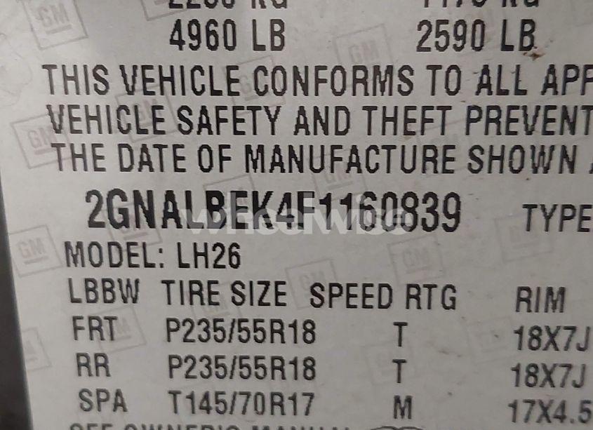 Photo 9 of 2015 Chevrolet Equinox 1LT (VIN 2GNALBEK4F1160839)