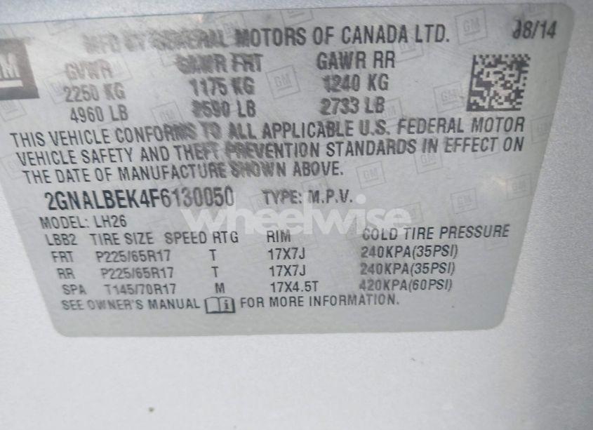 Photo 9 of 2015 Chevrolet Equinox 1LT (VIN 2GNALBEK4F6130050)