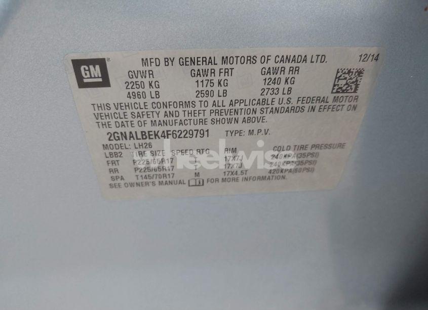 Photo 9 of 2015 Chevrolet Equinox 1LT (VIN 2GNALBEK4F6229791)