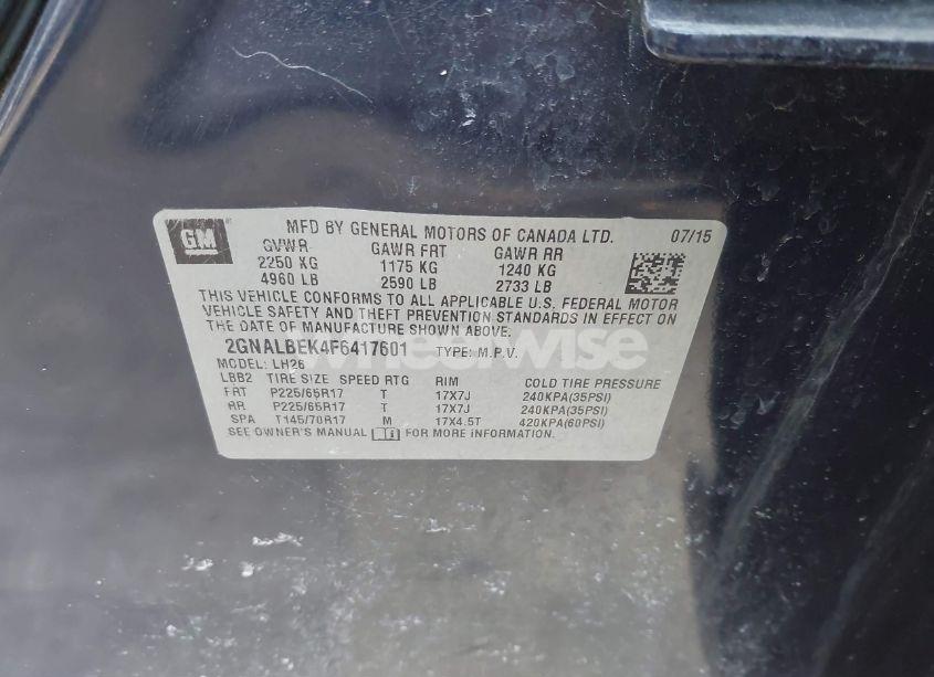 Photo 9 of 2015 Chevrolet Equinox 1LT (VIN 2GNALBEK4F6417601)