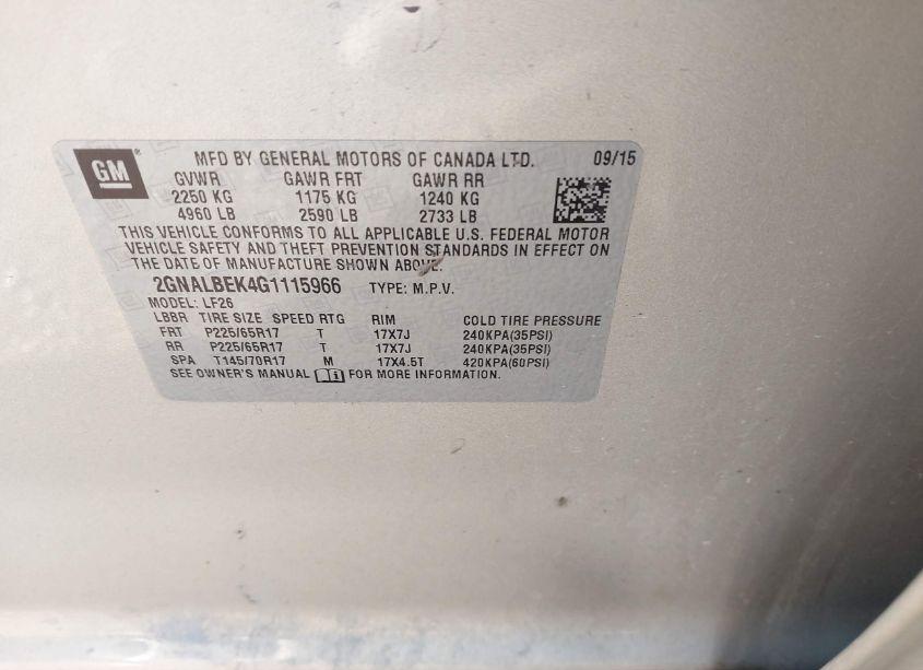 Photo 9 of 2016 Chevrolet Equinox LS (VIN 2GNALBEK4G1115966)