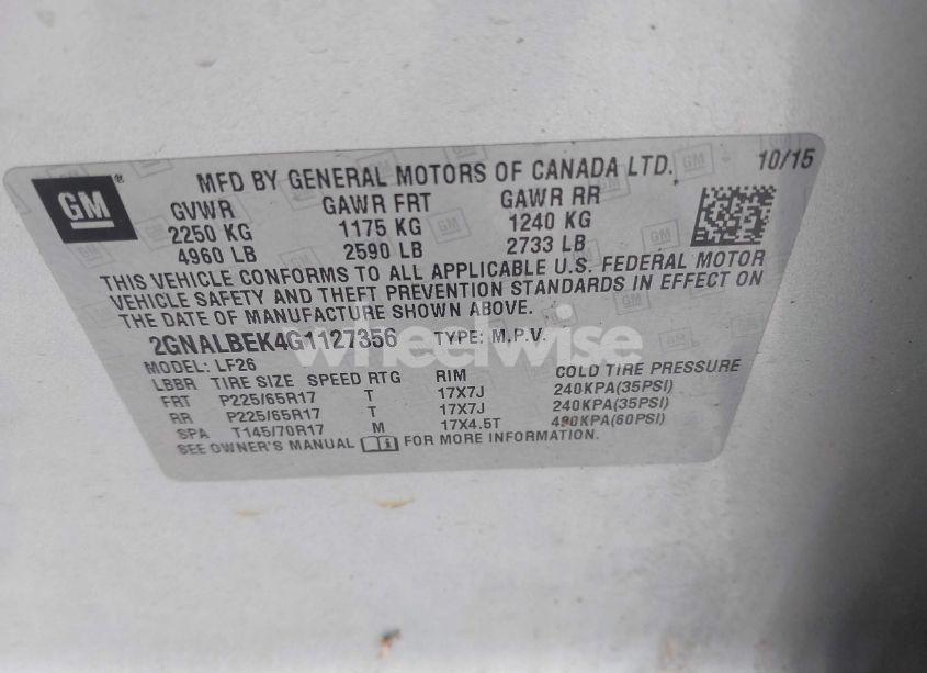 Photo 9 of 2016 Chevrolet Equinox LS (VIN 2GNALBEK4G1127356)