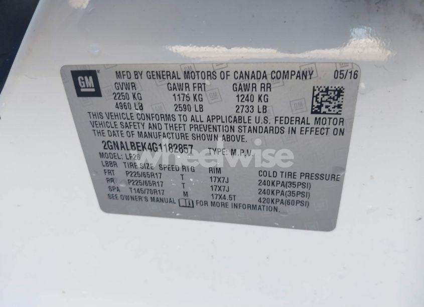 Photo 9 of 2016 Chevrolet Equinox LS (VIN 2GNALBEK4G1182857)