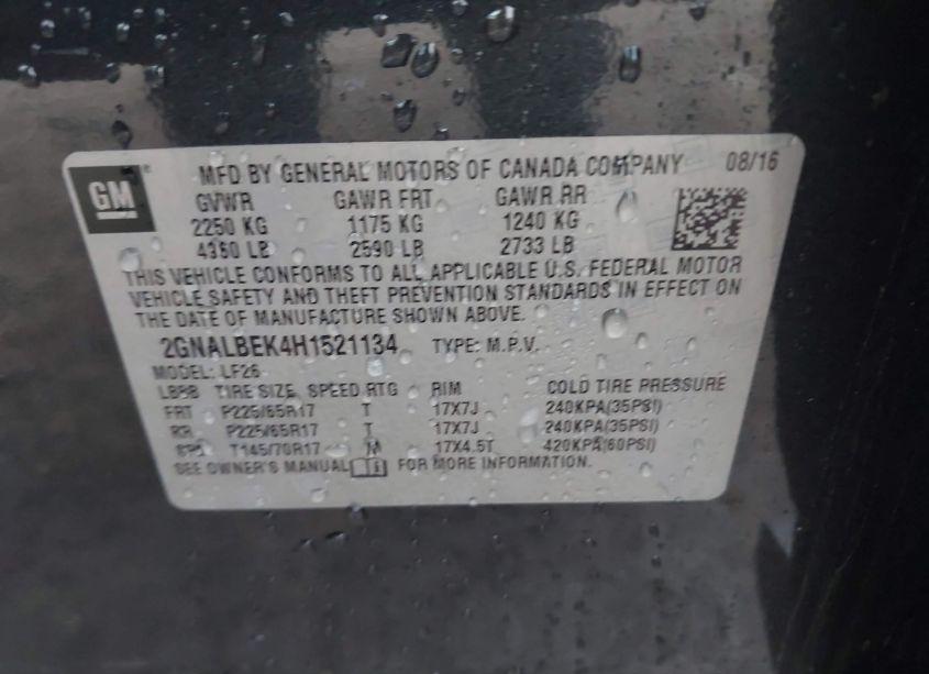 Photo 9 of 2017 Chevrolet Equinox LS (VIN 2GNALBEK4H1521134)