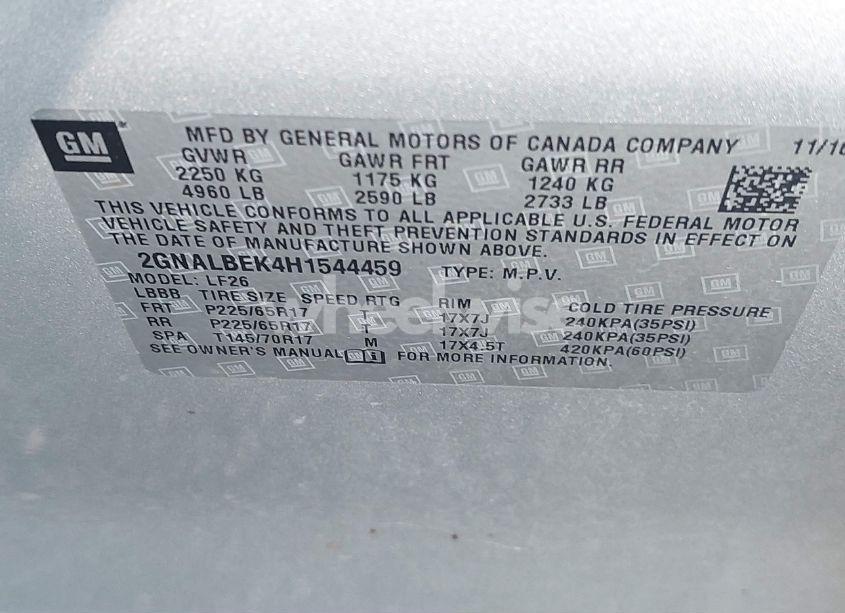 Photo 9 of 2017 Chevrolet Equinox LS (VIN 2GNALBEK4H1544459)