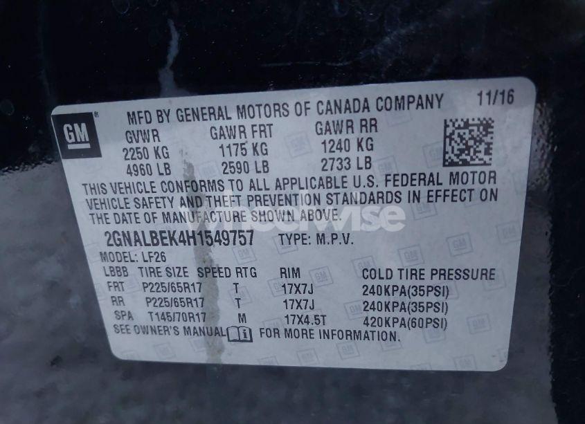 Photo 9 of 2017 Chevrolet Equinox LS (VIN 2GNALBEK4H1549757)