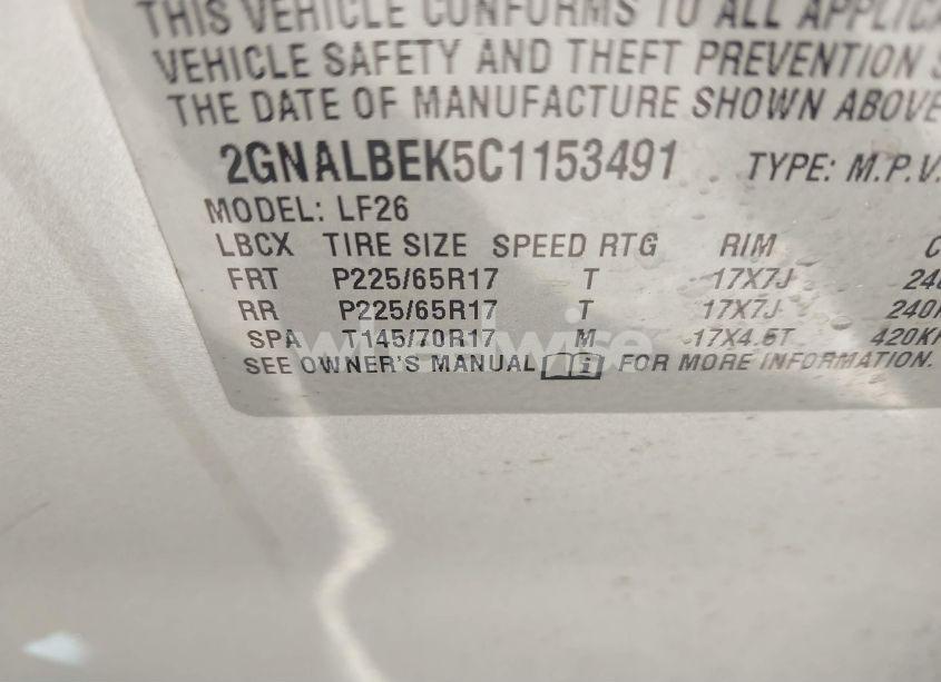 Photo 9 of 2012 Chevrolet Equinox LS (VIN 2GNALBEK5C1153491)