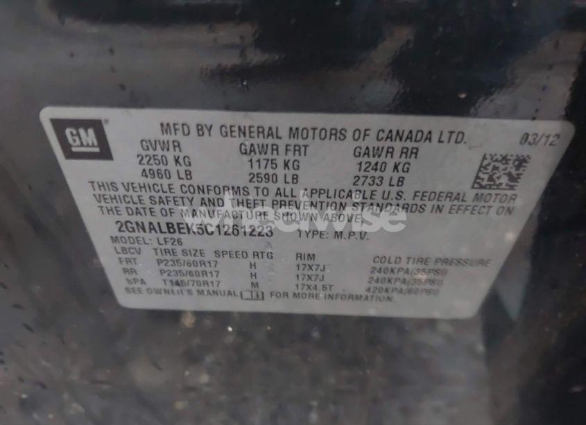 Photo 9 of 2012 Chevrolet Equinox LS (VIN 2GNALBEK5C1261223)