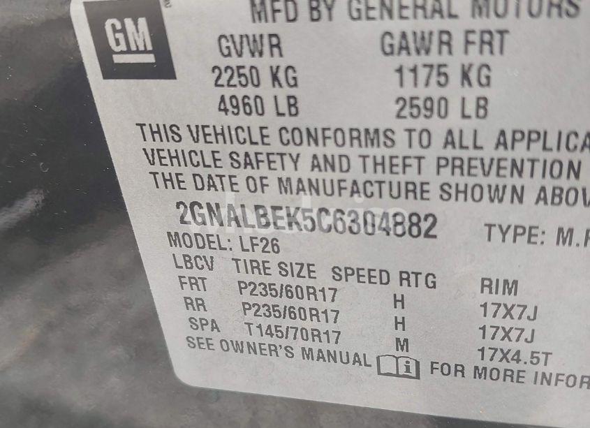 Photo 9 of 2012 Chevrolet Equinox LS (VIN 2GNALBEK5C6304882)