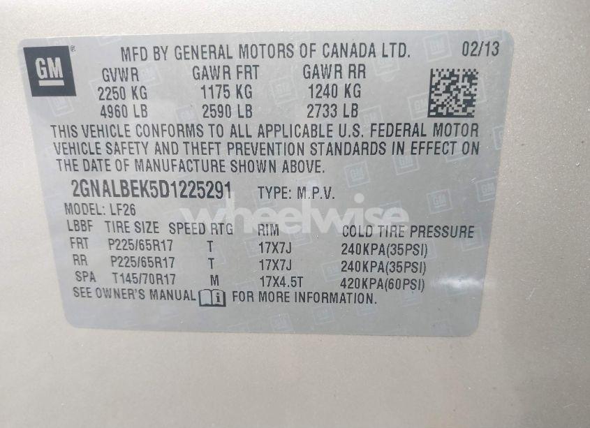 Photo 9 of 2013 Chevrolet Equinox LS (VIN 2GNALBEK5D1225291)