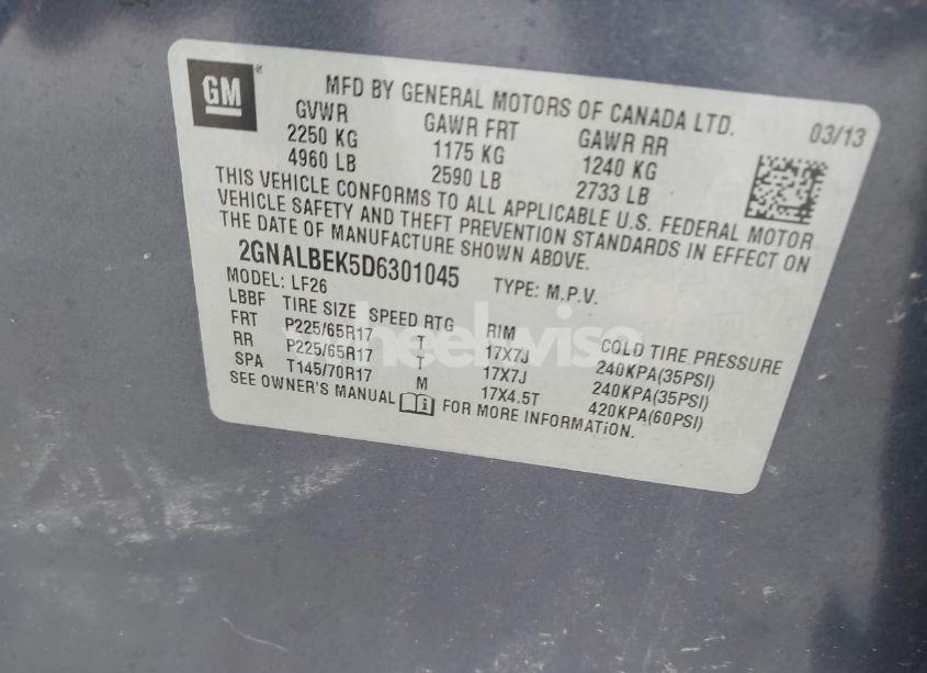 Photo 9 of 2013 Chevrolet Equinox LS (VIN 2GNALBEK5D6301045)