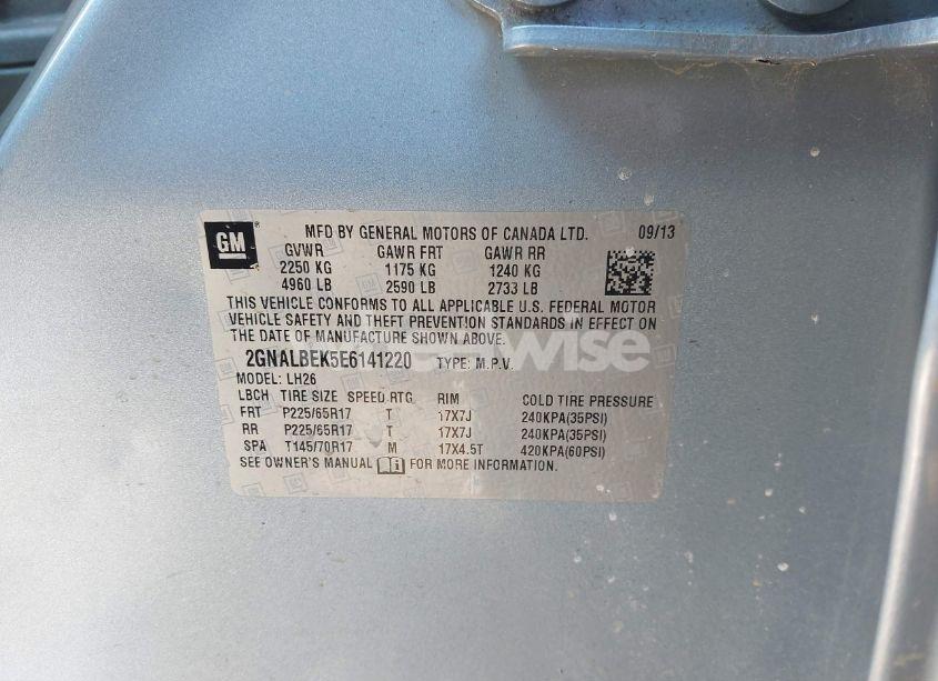 Photo 9 of 2014 Chevrolet Equinox 1LT (VIN 2GNALBEK5E6141220)