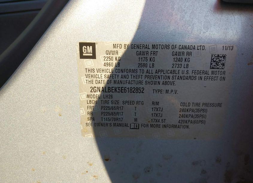 Photo 9 of 2014 Chevrolet Equinox 1LT (VIN 2GNALBEK5E6182852)