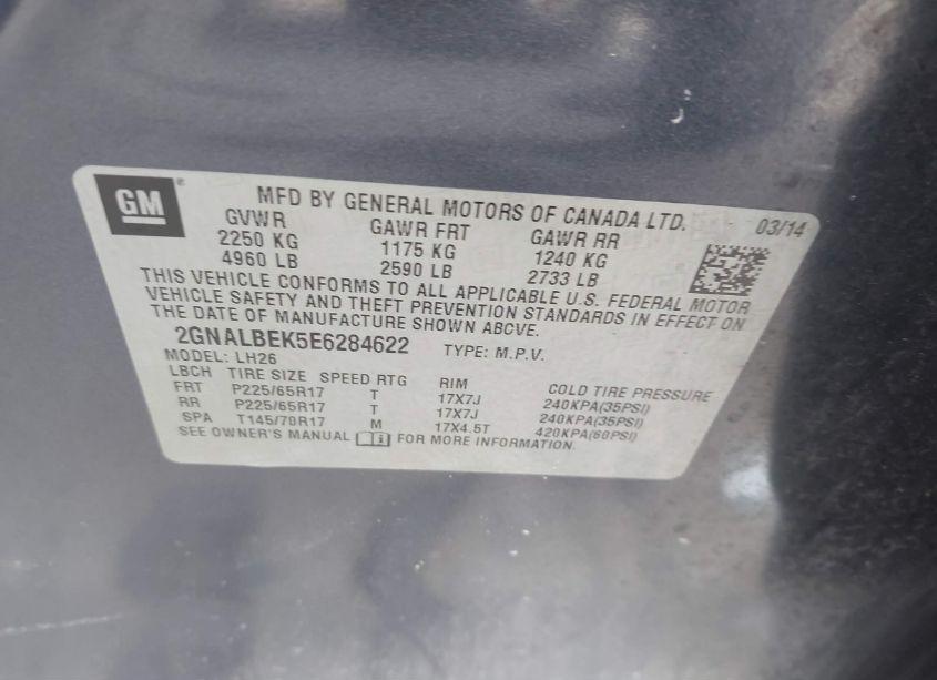 Photo 9 of 2014 Chevrolet Equinox 1LT (VIN 2GNALBEK5E6284622)