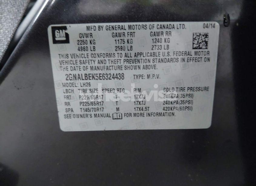 Photo 9 of 2014 Chevrolet Equinox 1LT (VIN 2GNALBEK5E6324438)
