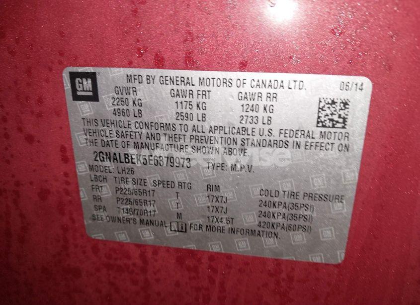 Photo 9 of 2014 Chevrolet Equinox 1LT (VIN 2GNALBEK5E6379973)