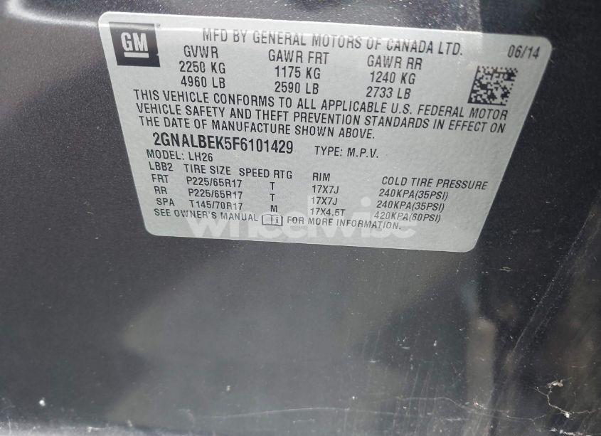 Photo 9 of 2015 Chevrolet Equinox 1LT (VIN 2GNALBEK5F6101429)