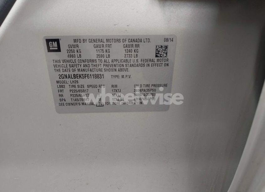 Photo 9 of 2015 Chevrolet Equinox 1LT (VIN 2GNALBEK5F6118831)