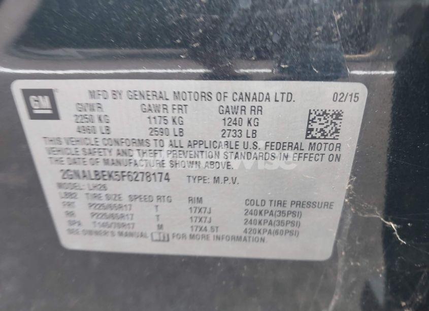 Photo 9 of 2015 Chevrolet Equinox 1LT (VIN 2GNALBEK5F6278174)