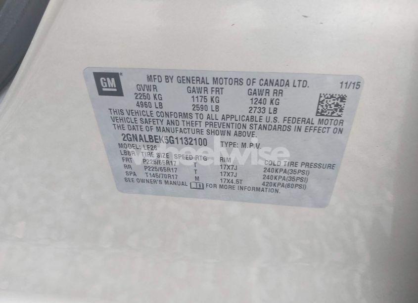 Photo 9 of 2016 Chevrolet Equinox LS (VIN 2GNALBEK5G1132100)