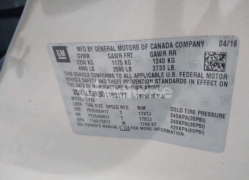 Photo 9 of 2016 Chevrolet Equinox LS (VIN 2GNALBEK5G1180177)