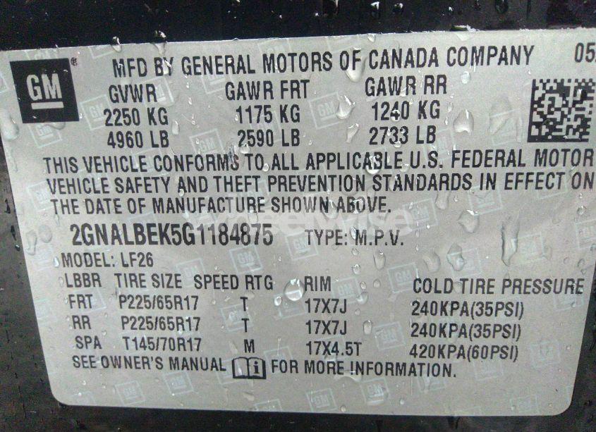 Photo 9 of 2016 Chevrolet Equinox LS (VIN 2GNALBEK5G1184875)