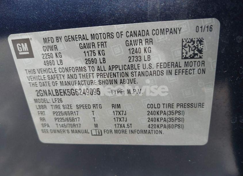 Photo 9 of 2016 Chevrolet Equinox LS (VIN 2GNALBEK5G6249095)