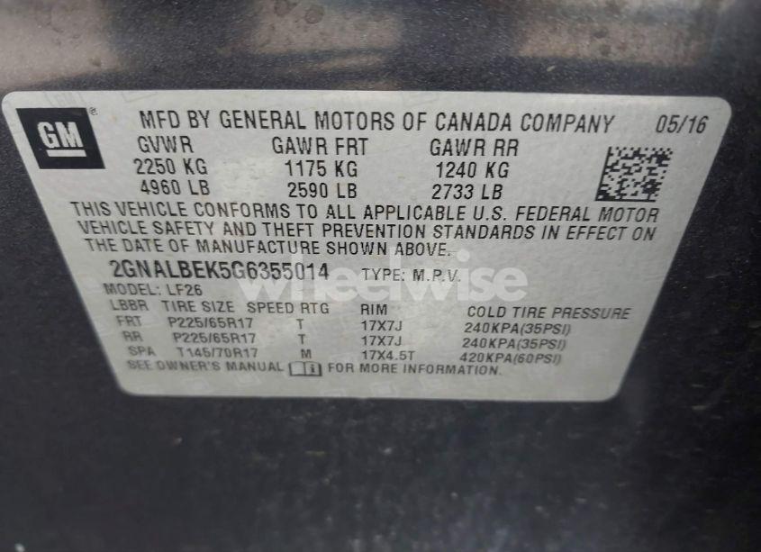 Photo 9 of 2016 Chevrolet Equinox LS (VIN 2GNALBEK5G6355014)