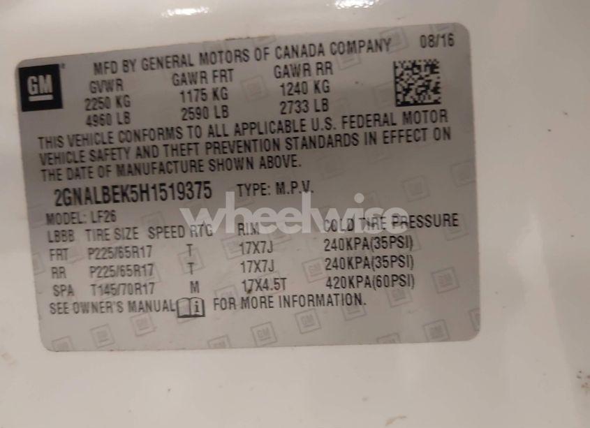 Photo 9 of 2017 Chevrolet Equinox (VIN 2GNALBEK5H1519375)