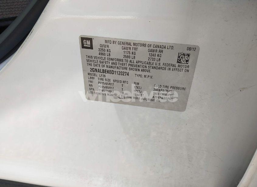 Photo 9 of 2013 Chevrolet Equinox LS (VIN 2GNALBEK6D1120274)