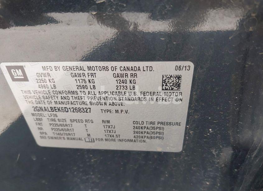 Photo 9 of 2013 Chevrolet Equinox LS (VIN 2GNALBEK6D1268327)