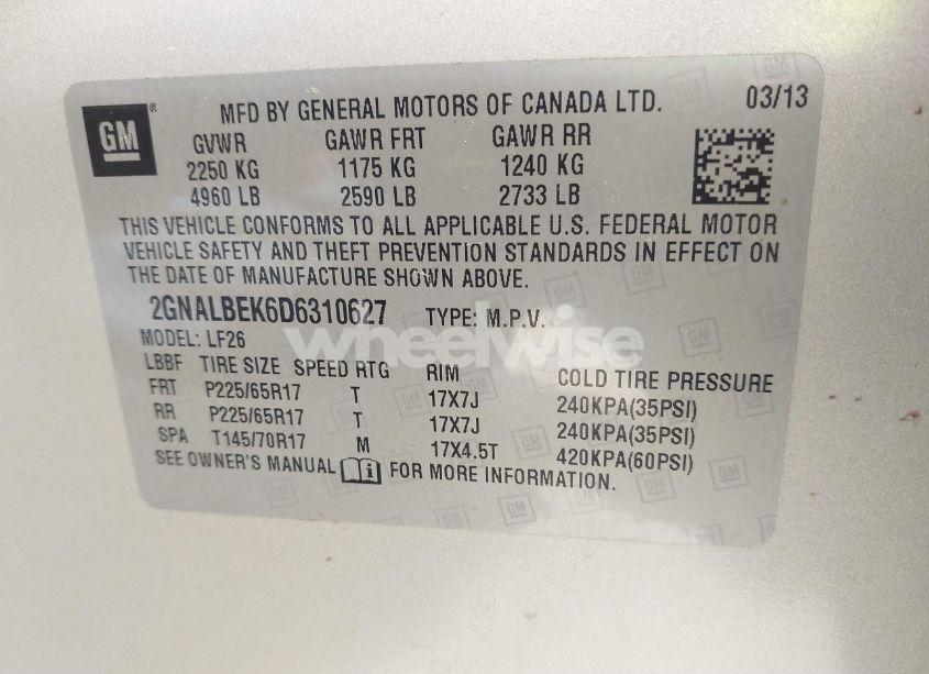 Photo 9 of 2013 Chevrolet Equinox LS (VIN 2GNALBEK6D6310627)