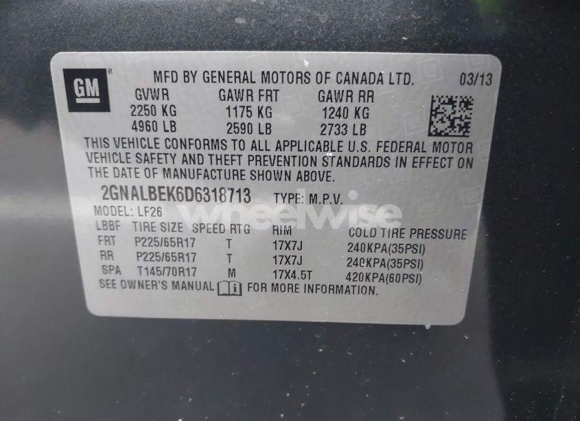 Photo 9 of 2013 Chevrolet Equinox LS (VIN 2GNALBEK6D6318713)