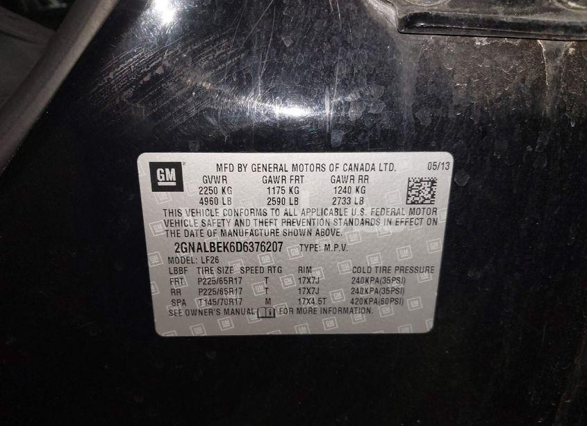 Photo 9 of 2013 Chevrolet Equinox LS (VIN 2GNALBEK6D6376207)