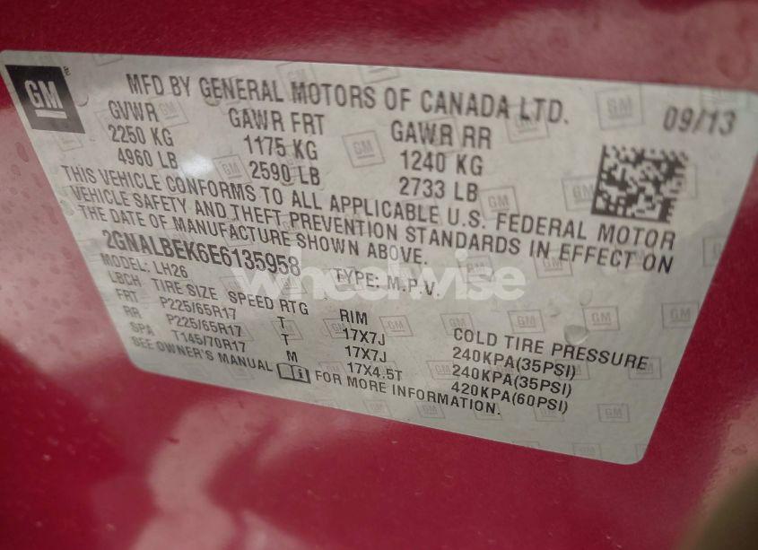 Photo 9 of 2014 Chevrolet Equinox 1LT (VIN 2GNALBEK6E6135958)