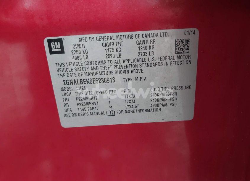 Photo 9 of 2014 Chevrolet Equinox 1LT (VIN 2GNALBEK6E6238913)