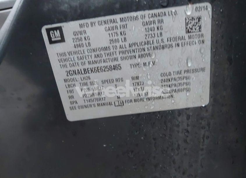 Photo 9 of 2014 Chevrolet Equinox 1LT (VIN 2GNALBEK6E6258465)