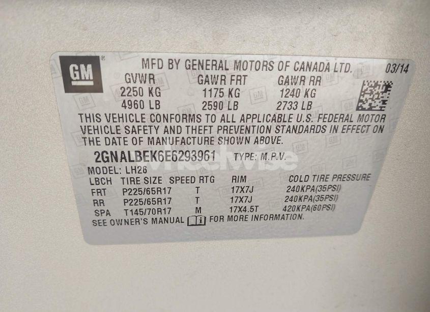 Photo 9 of 2014 Chevrolet Equinox 1LT (VIN 2GNALBEK6E6293961)